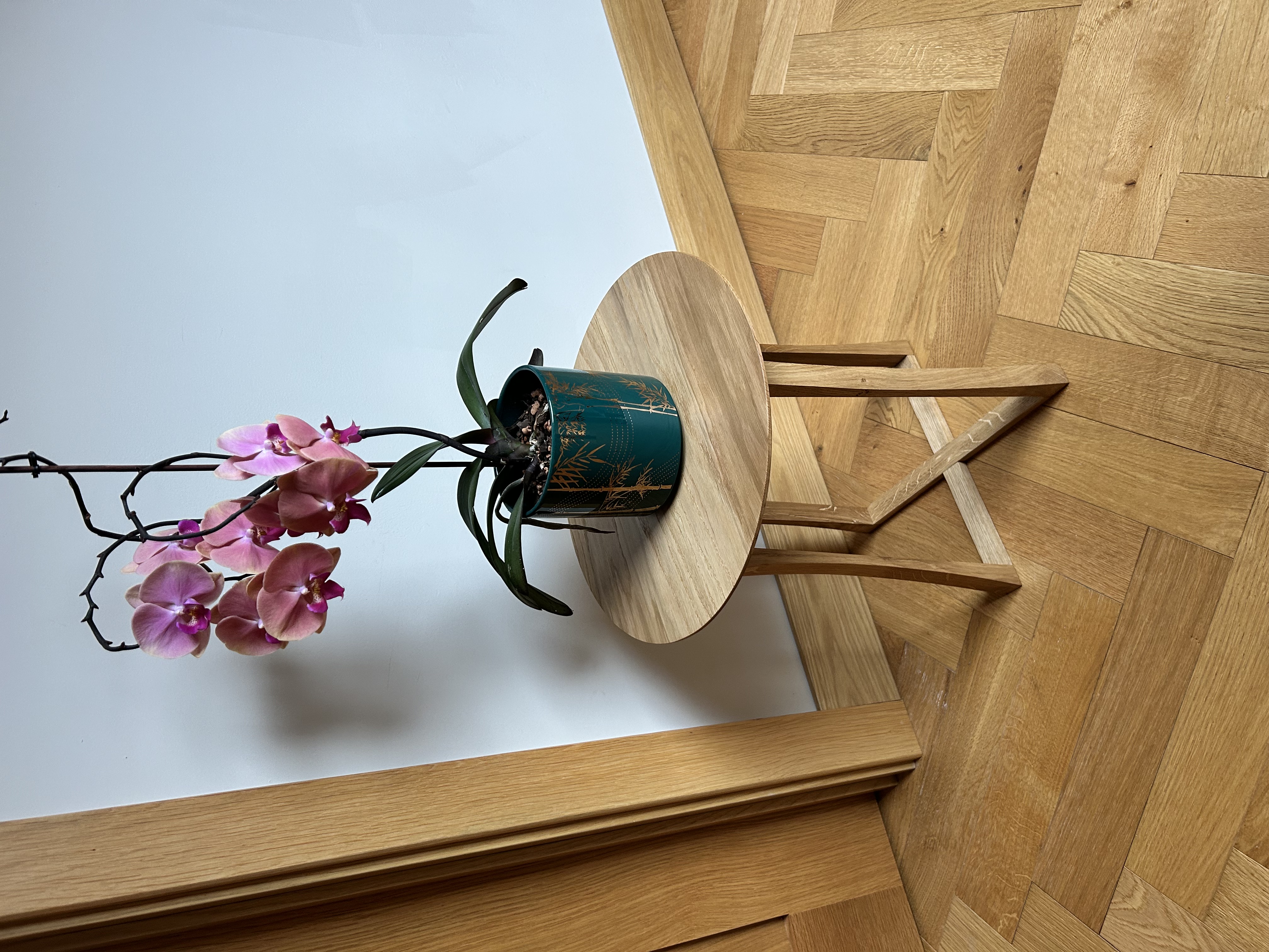 Custom white oak side table